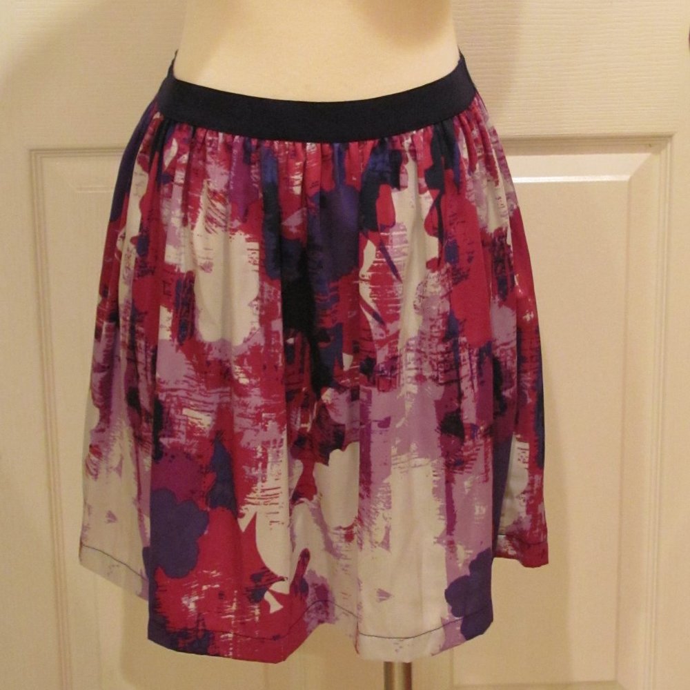 Joe Fresh Size S/P Mini Skirt Short Skater Pink Purple Watercolor Small